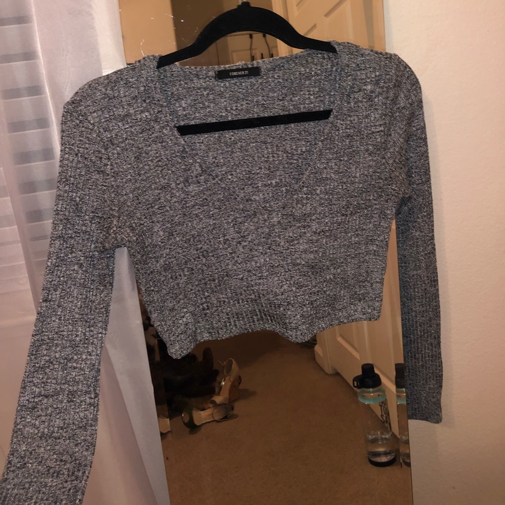 Gray Crop Top Sweater
